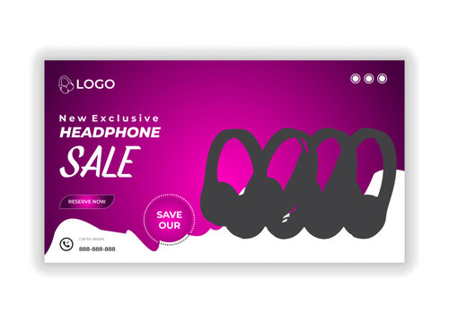 Headphone Sale Social Media web benner Design Template