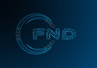 FND low poly letter logo vector design. FND lower poly logo design. Low poly logo.