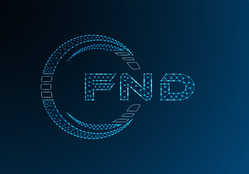 FND low poly letter logo vector design. FND lower poly logo design. Low poly logo.
