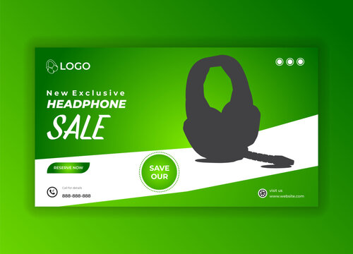 Headphone Sale Social Media web benner Design Template