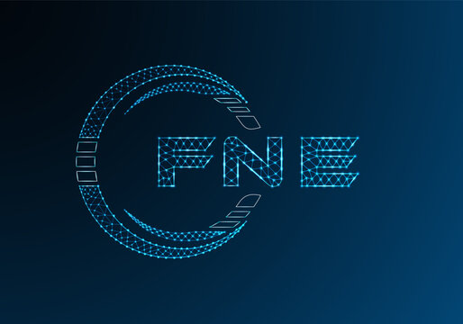 FNE low poly letter logo vector design. FNE lower poly logo design. Low poly logo.