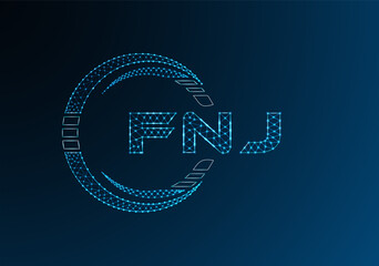 FNJ low poly letter logo vector design. FNJ lower poly logo design. Low poly logo.