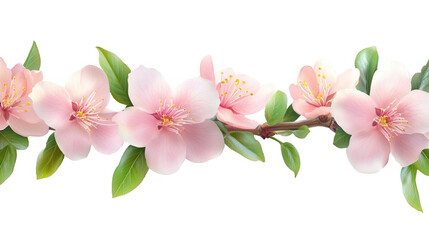 Fototapeta premium Exquisite Peach Blossom Border on PNG transparent background for Spring Designs