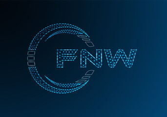 FNW low poly letter logo vector design. FNW lower poly logo design. Low poly logo.