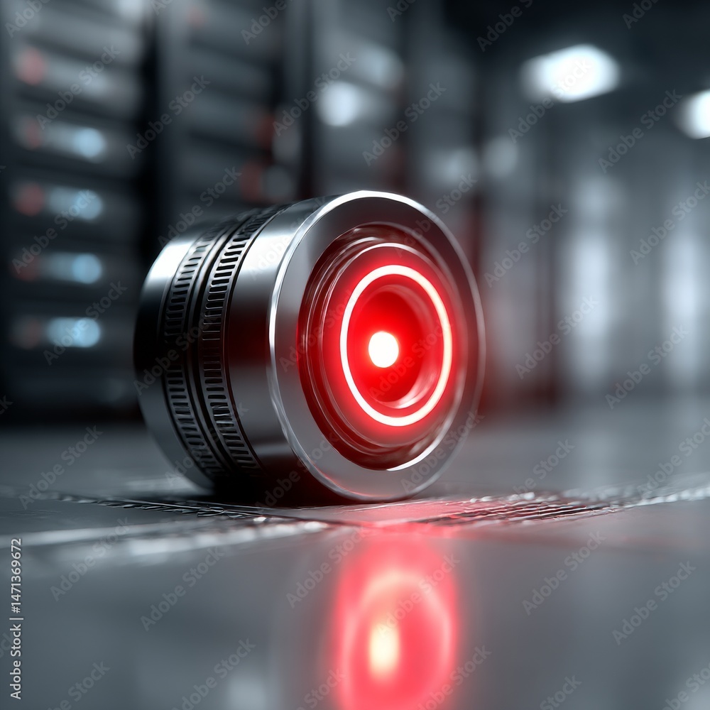 Aufkleber Cybernetic Eye in Data Center: AI Vision and Surveillance Technology for Futuristic Security Systems