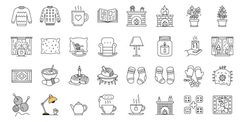 Variety of Different Icons Black and White Style Sets	