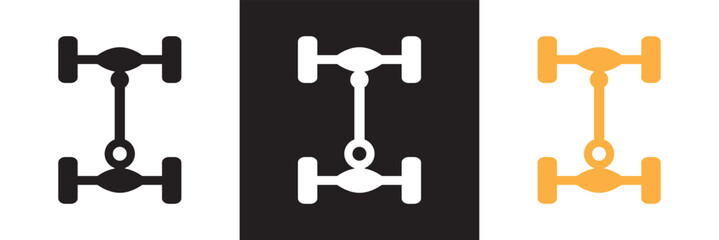 Car axle icon. Vector for websites, mobile interfaces, presentations, banner, visual branding etc. Vector illustration. isolated on white and black background. EPS 10