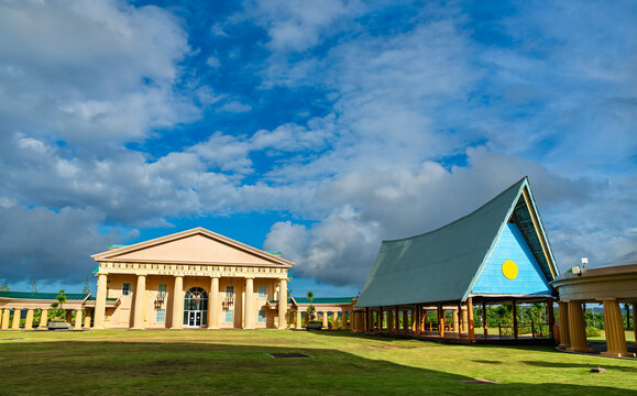Executive Building housing the Government of Palau in Ngerulmud, the national capital in the state of Melekeok on Babeldaob Island, Palau, Micronesia, Oceania