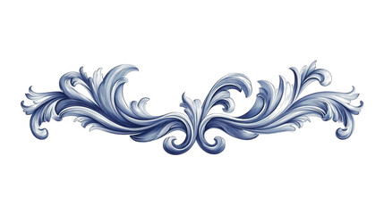 Fototapeta premium Detailed Decorative Flourish in Blue and White on PNG transparent background
