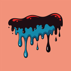 Melting Chocolate Liquid Blob with Blue and Red Colors