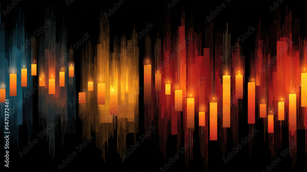 Poster abstract soundwave visualization with vibrant colors and dynamic lines.