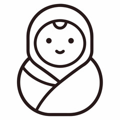 Newborn baby outline icon on white background

