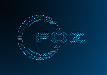 FOZ low poly letter logo vector design. FOZ lower poly logo design. Low poly logo.