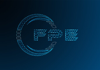 FPE low poly letter logo vector design. FPE lower poly logo design. Low poly logo.