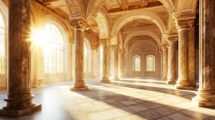 Obraz premium Sunlit Grandeur: A Majestic Hall of Classical Architecture