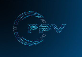 FPV low poly letter logo vector design. FPV lower poly logo design. Low poly logo.