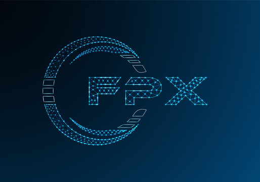FPX low poly letter logo vector design. FPX lower poly logo design. Low poly logo.