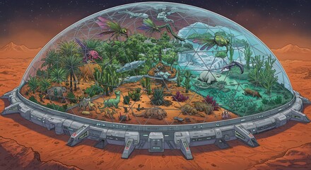 Diverse biomes in a protective sphere