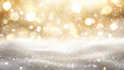 Sparkling gold and silver bokeh background with glitter texture