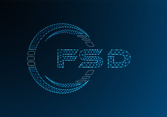 FSD low poly letter logo vector design. FSD lower poly logo design. Low poly logo.