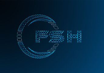 FSH low poly letter logo vector design. FSH lower poly logo design. Low poly logo.