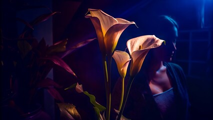 tulip on black background