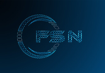 FSN low poly letter logo vector design. FSN lower poly logo design. Low poly logo.