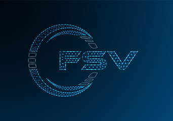 FSV low poly letter logo vector design. FSV lower poly logo design. Low poly logo.