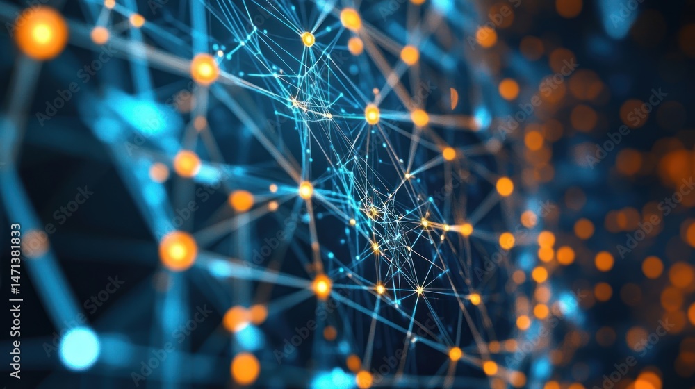 Poster abstract network visualization: interconnected nodes and lines