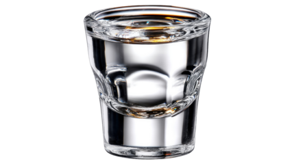 Crystal Clear Sip: A close-up of a full shot glass of clear liquid, capturing the essence of refreshment and transparency.