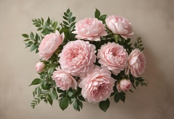 Rustic-chic wall featuring a vintage arrangement of soft pink artificial roses, peonies and hydrangeas ,  wedding decor,  rustic,  pastel pink roses