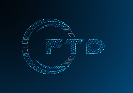 FTD low poly letter logo vector design. FTD lower poly logo design. Low poly logo.