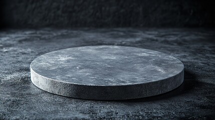 Dark Grey Stone Pedestal Empty Round Display Product Photography Background Minimalist Mockup