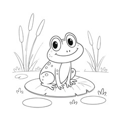 Spring Frog Isolated Coloring Page for Kids nillustration