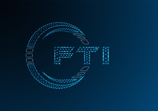 FTI low poly letter logo vector design. FTI lower poly logo design. Low poly logo.