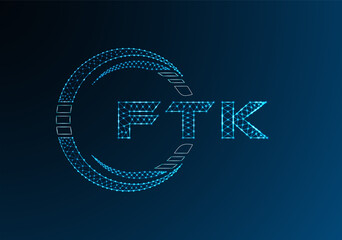 FTK low poly letter logo vector design. FTK lower poly logo design. Low poly logo.
