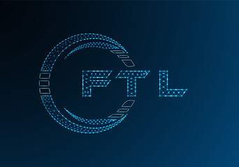 FTL low poly letter logo vector design. FTL lower poly logo design. Low poly logo.