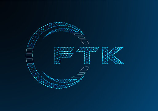 FTK low poly letter logo vector design. FTK lower poly logo design. Low poly logo.