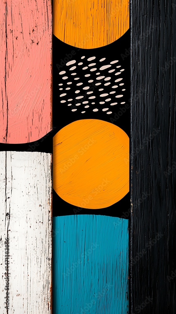 Poster abstract hand painted texture with faded circles and geometric patterns