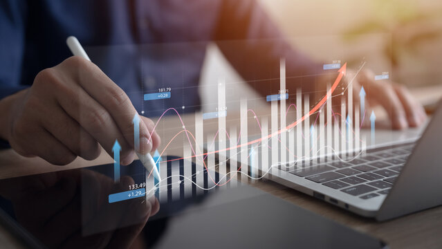Data analysis reports and key performance indicators on data dashboards for business strategies, stock trading charts, investment dashboards. - Powered by Adobe