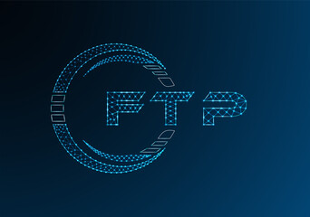 FTP low poly letter logo vector design. FTP lower poly logo design. Low poly logo.