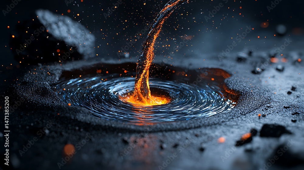 Poster abstract particle stream forming a tech energy flow