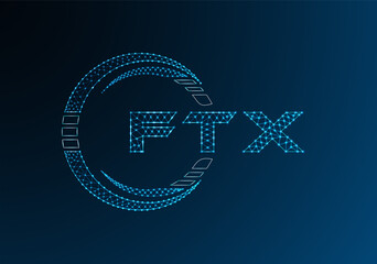 FTX low poly letter logo vector design. FTX lower poly logo design. Low poly logo.
