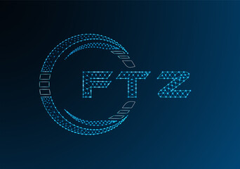 FTZ low poly letter logo vector design. FTZ lower poly logo design. Low poly logo.