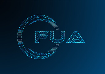 FUA low poly letter logo vector design. FUA lower poly logo design. Low poly logo.
