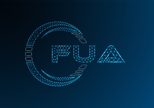 FUA low poly letter logo vector design. FUA lower poly logo design. Low poly logo.