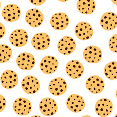 cookies pattern. cookies background. chocolate chips cookies seamless pattern, bakery product. For print, textile, web, home decor, fashion, surface, graphic design