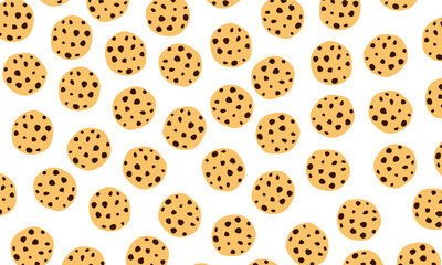 cookies pattern. cookies background. Illustrated chocho chip cookies pattern. 