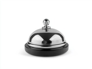 Shiny Silver Service Bell With Black Base