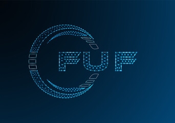FUF low poly letter logo vector design. FUF lower poly logo design. Low poly logo.